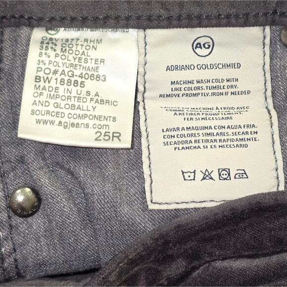 AG Adriano Goldschmied Black Grey Velvet Stevie Ankle Jeans Size 25 - Picture 12 of 14